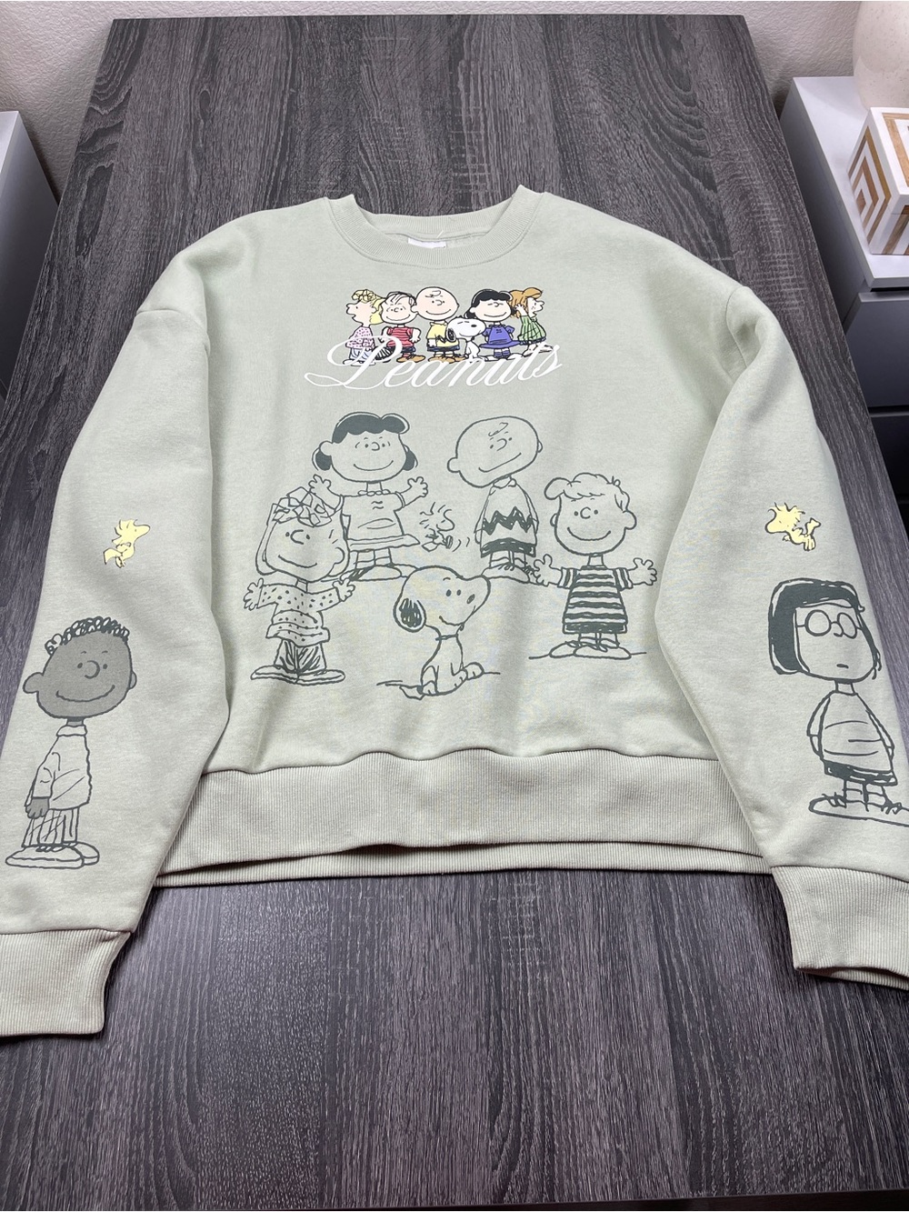 Peanuts Characters Green Sweatshirt Women’s Size M NWT - Picture 4 of 8